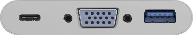 Goobay USB-C™ kelių prievadų adapteris VGA, PD, baltas – išplečia USB-C™ įrenginį su USB 3.0 ir VGA prievadu