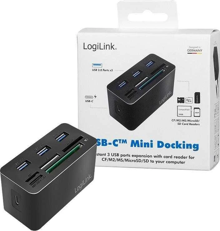LogiLink USB-C stotelė su kortelių skaitytuvu
