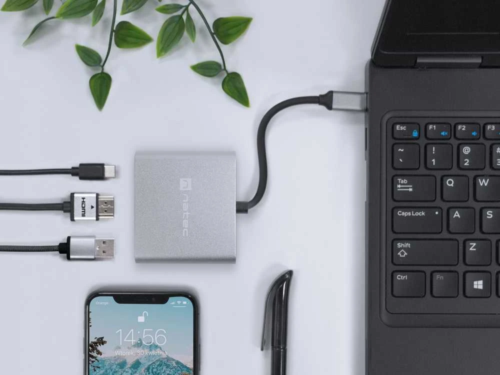 NATEC kelių prievadų Fowler USB-C pd. USB 3.0. HDMI 4K