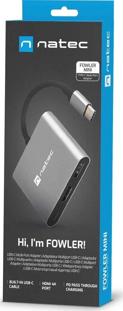 NATEC kelių prievadų Fowler USB-C pd. USB 3.0. HDMI 4K