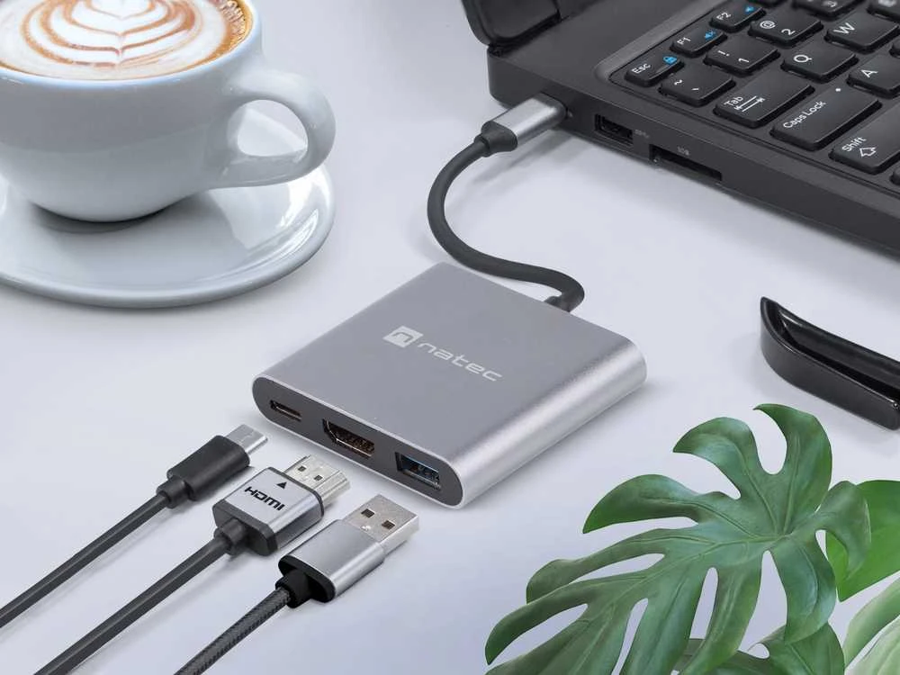 NATEC kelių prievadų Fowler USB-C pd. USB 3.0. HDMI 4K