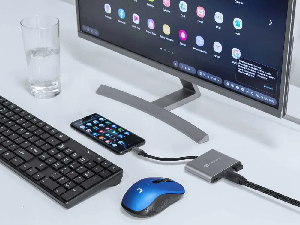 NATEC kelių prievadų Fowler USB-C pd. USB 3.0. HDMI 4K