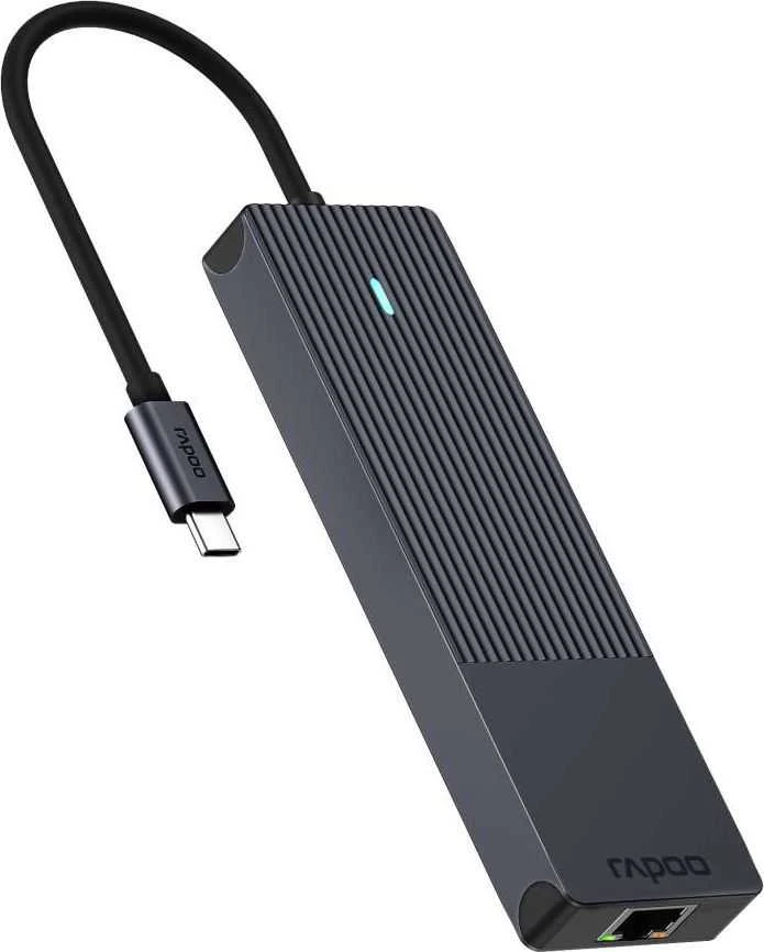 Rapoo USB-C kelių prievadų adapteris 6 viename, pilkas