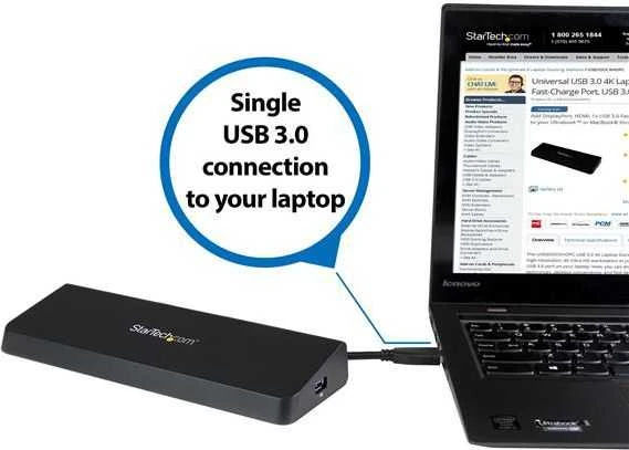 „StarTech 4K Dock“ USB stotis / replikatorius (USB3DOCKHDPC)
