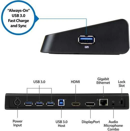 „StarTech 4K Dock“ USB stotis / replikatorius (USB3DOCKHDPC)