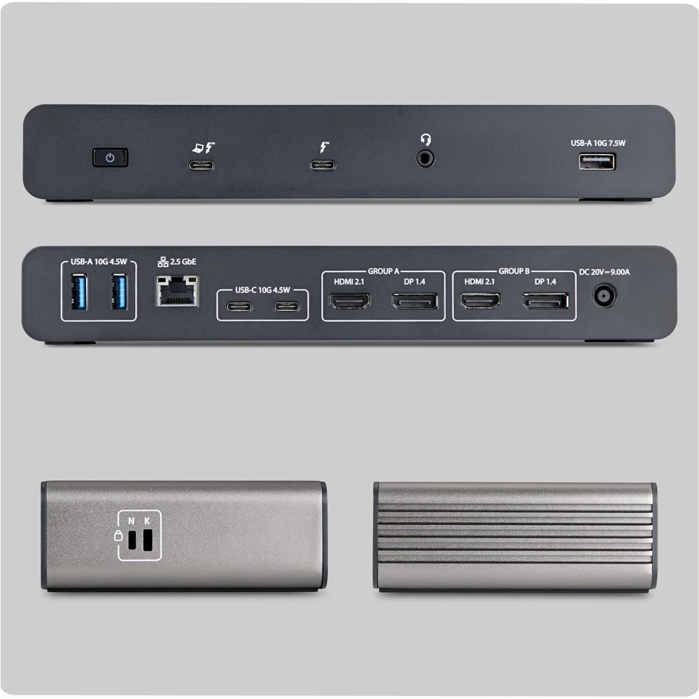 StarTech doko stotelė / kartotuvas laidinė Thunderbolt 5 juoda, pilka (206UE-TB5USB4DOCK)