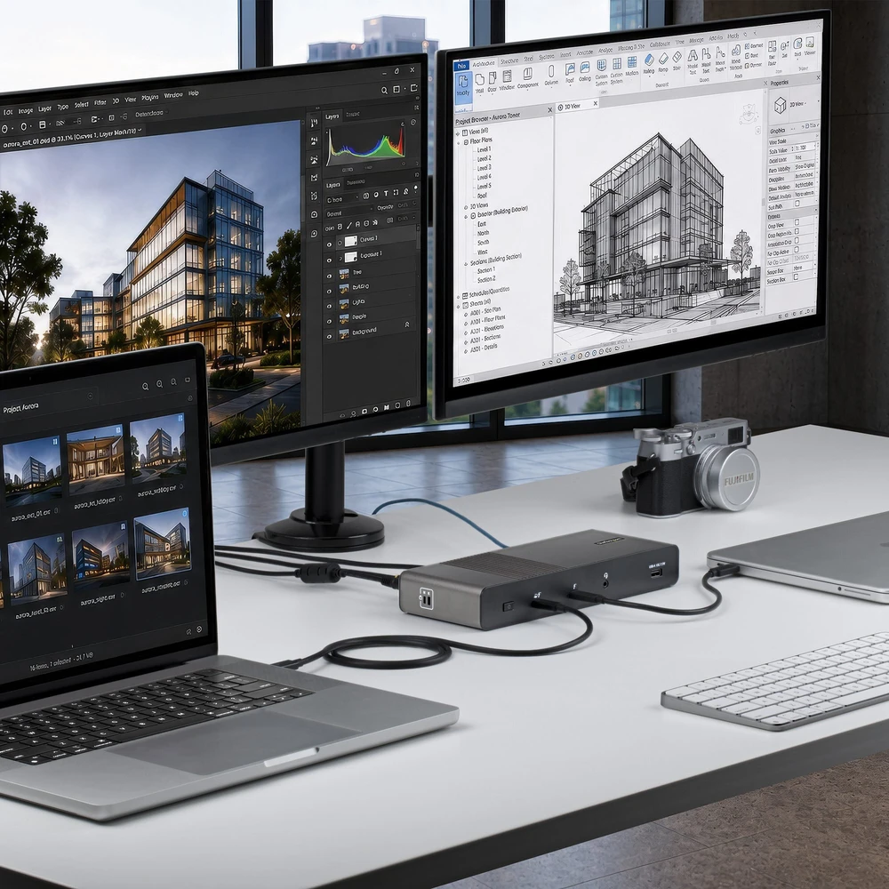 StarTech doko stotelė / kartotuvas laidinė Thunderbolt 5 juoda, pilka (206UE-TB5USB4DOCK)