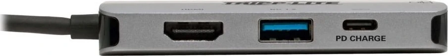 Tripp Lite USB-C dokas U444-06N-H4GUSC Vienvietis Ekranas/1xHDMI/iki 1x4K/1xUSB 3.2/RJ45/palaikymas PD 100W/Sidabrinis/Maitinimo šaltinis neįtrauktas