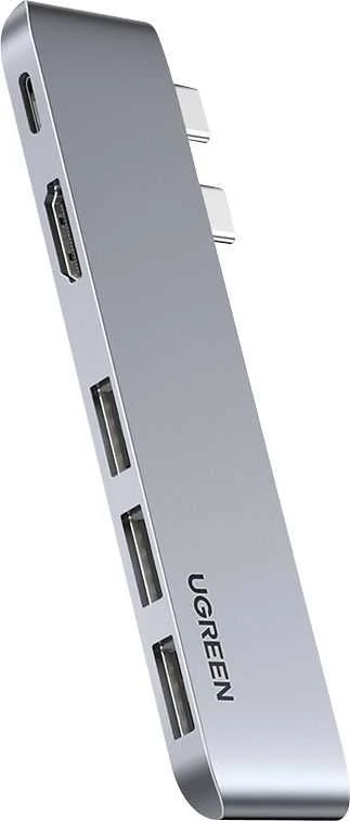 Adapterio šakotuvas UGREEN, 2XUSB_C iki 3x USB 3.0, HDMI