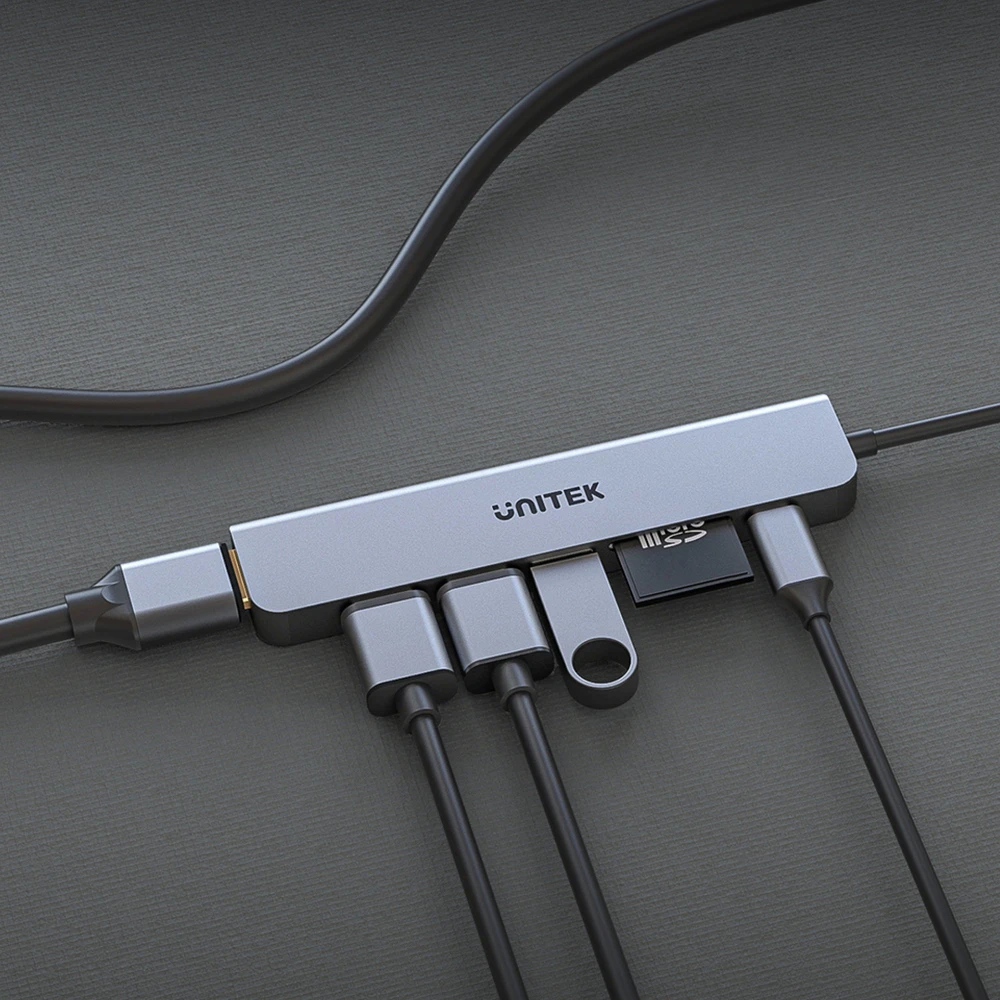 UNITEK H1118A HUB USB-C 7in1 PD 100W HDMI 4K ALU