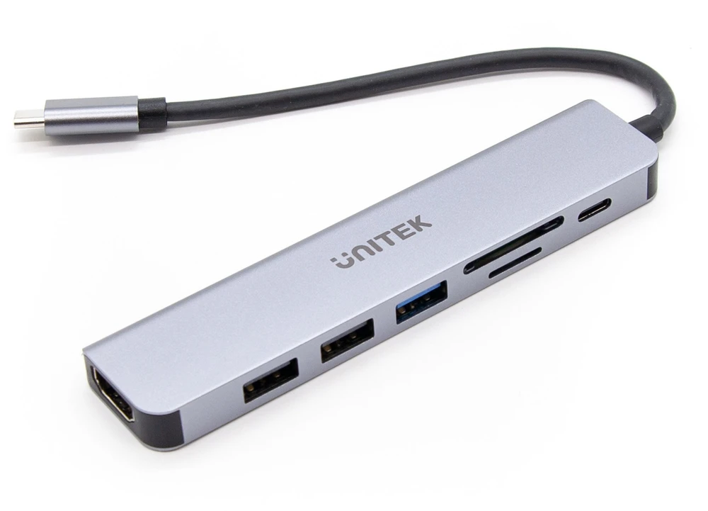 UNITEK H1118A HUB USB-C 7in1 PD 100W HDMI 4K ALU