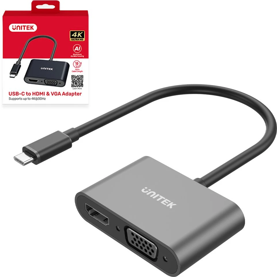 Stotis / replikatorius Unitek USB-C HDMI 4K ir VGA FullHD (V1168A)