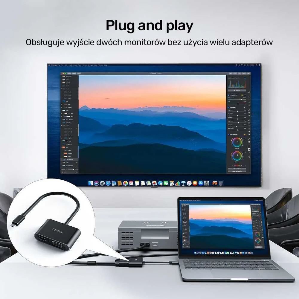 Stotis / replikatorius Unitek USB-C HDMI 4K ir VGA FullHD (V1168A)