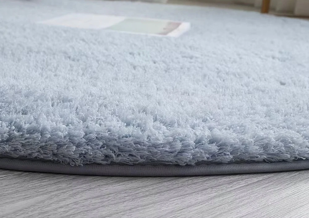 Strado Alpaca apvalus kilimas 90x90 cm, sidabrinis - pliušinis, minkštas svetainei ir miegamajam