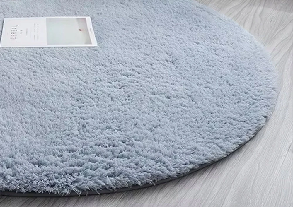 Strado Alpaca apvalus kilimas 90x90 cm, sidabrinis - pliušinis, minkštas svetainei ir miegamajam