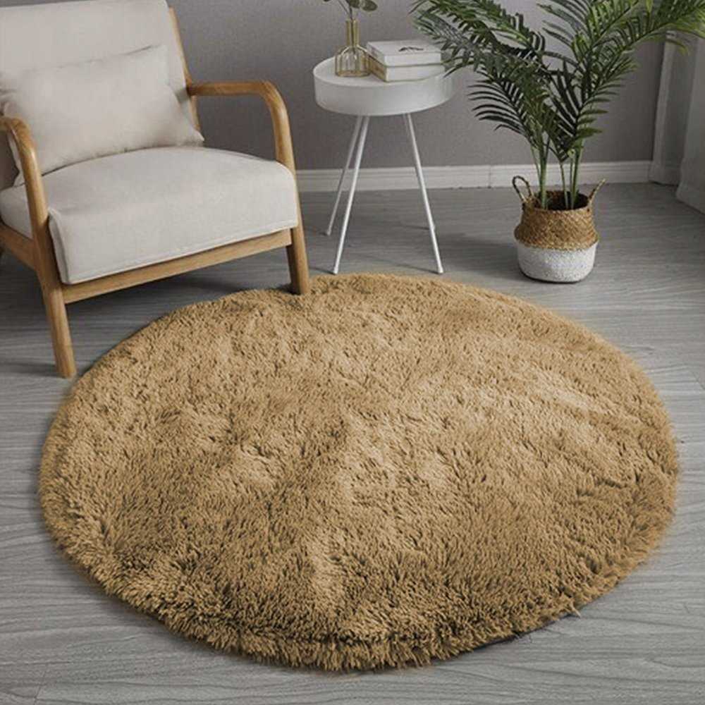 Strado Apvalus kilimėlis Shaggy 100x100 CappuccinoCamel (šviesiai ruda)