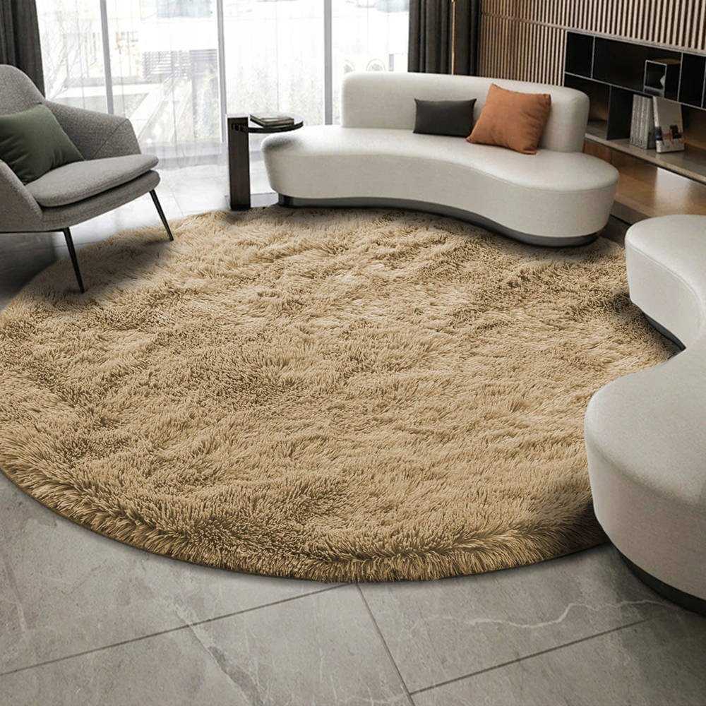 Strado Apvalus kilimėlis Shaggy 100x100 CappuccinoCamel (šviesiai ruda)