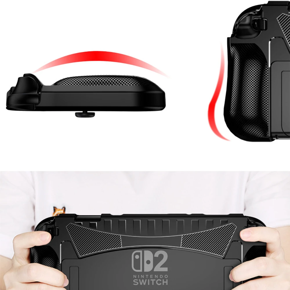 Strado Dėklas Nintendo Switch 2 2025 Lengvas žaisti, pagerina sukibimą, apsauginis su stovu, juodas
