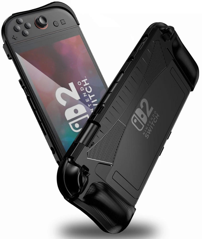 Strado Dėklas Nintendo Switch 2 2025 Lengvas žaisti, pagerina sukibimą, apsauginis su stovu, juodas