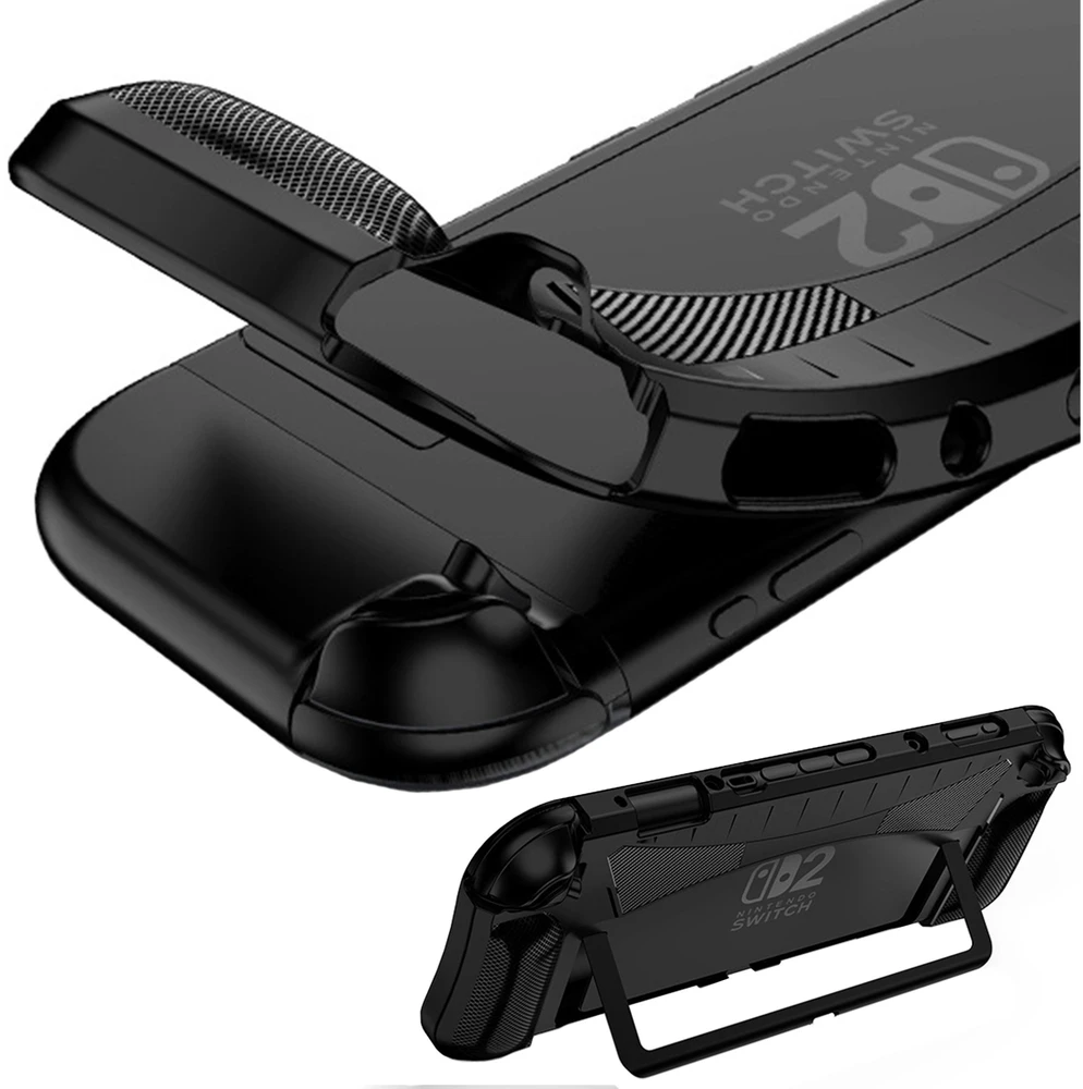 Strado Dėklas Nintendo Switch 2 2025 Lengvas žaisti, pagerina sukibimą, apsauginis su stovu, juodas