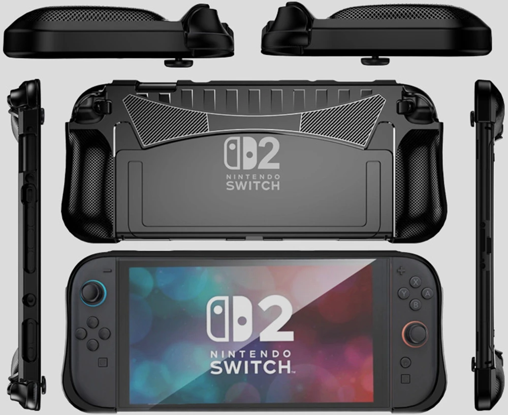 Strado Dėklas Nintendo Switch 2 2025 Lengvas žaisti, pagerina sukibimą, apsauginis su stovu, juodas
