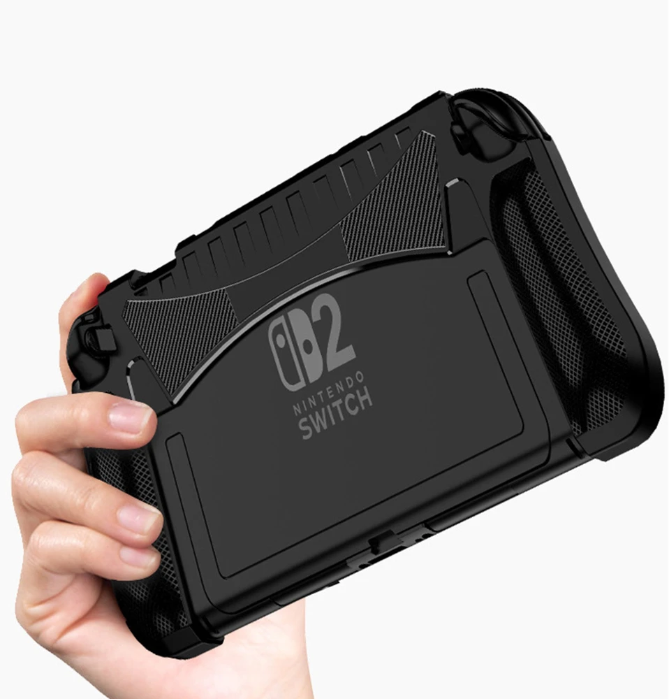 Strado Dėklas Nintendo Switch 2 2025 Lengvas žaisti, pagerina sukibimą, apsauginis su stovu, juodas