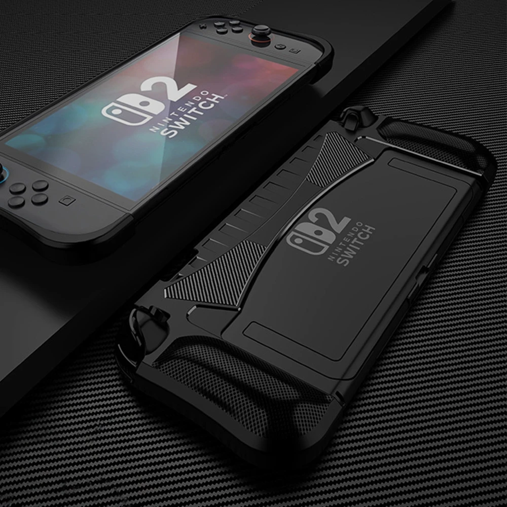 Strado Dėklas Nintendo Switch 2 2025 Lengvas žaisti, pagerina sukibimą, apsauginis su stovu, juodas