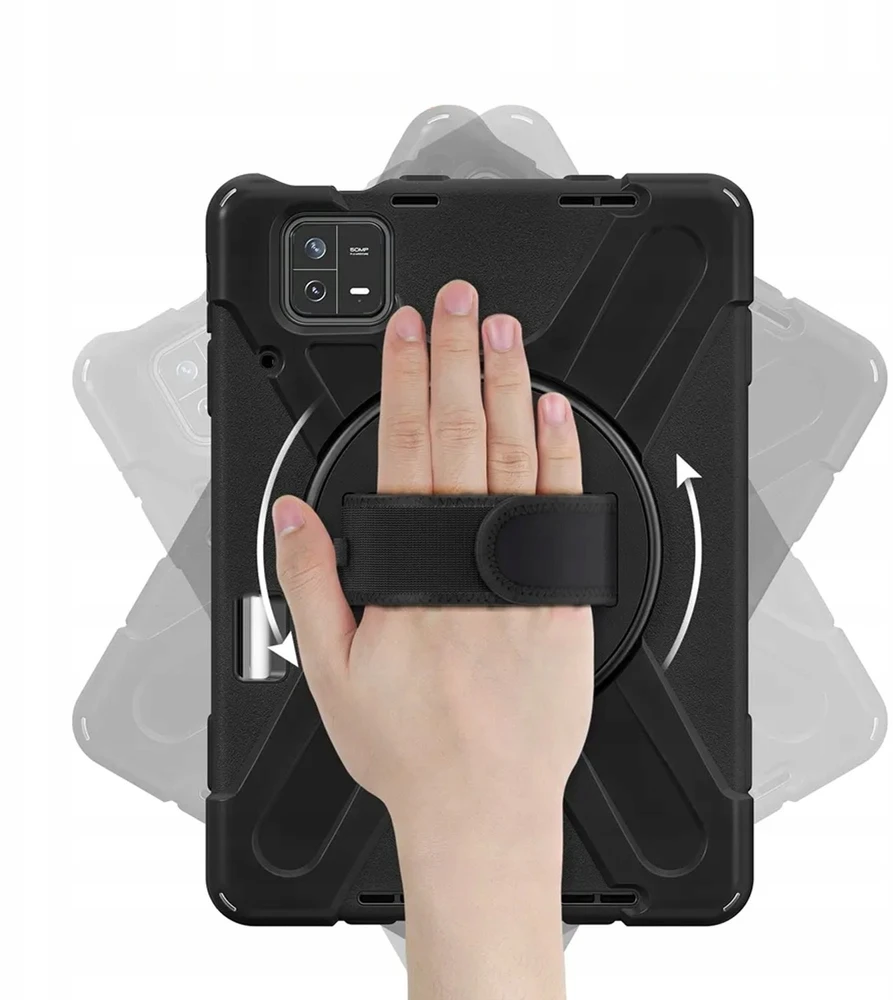 Strado Armor apsauginis dėklas su dirželiu, skirtas Xiaomi Mi Pad 6 / 6 Pro 2023 / 6 Pro, juodas – apsauginis su stovu