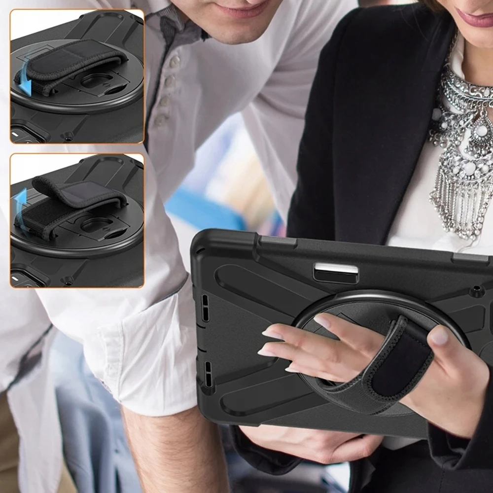 Strado Armor apsauginis dėklas su dirželiu, skirtas Xiaomi Mi Pad 6 / 6 Pro 2023 / 6 Pro, juodas – apsauginis su stovu