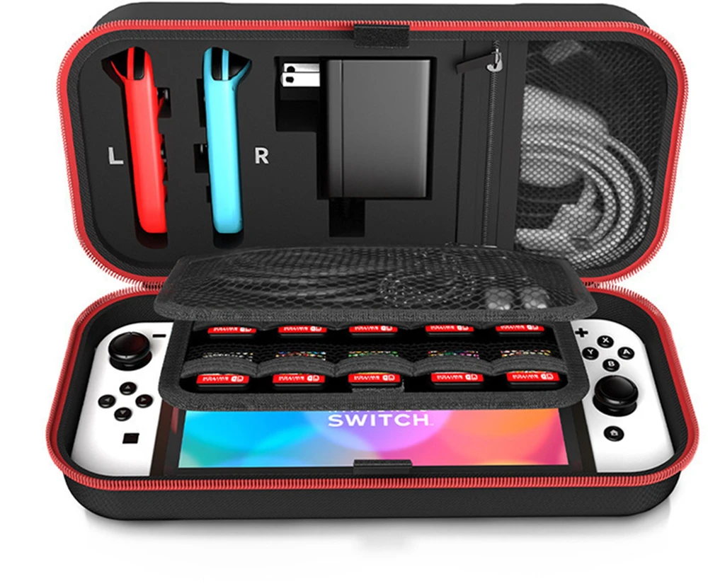 Strado Kelioninis dėklas Nintendo Switch / OLED raudonas (DNNSOLEDTRAVELCASE.R)