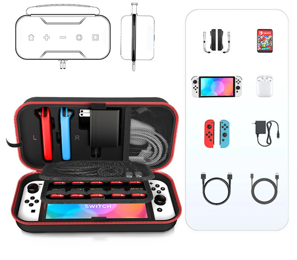 Strado Kelioninis dėklas Nintendo Switch / OLED raudonas (DNNSOLEDTRAVELCASE.R)