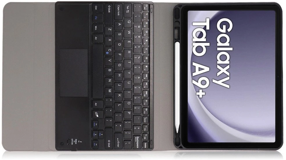 Strado Dėklas su klaviatūra ir jutikliniu kilimėliu, skirtas Galaxy Tab A9 Plus (Juodas)