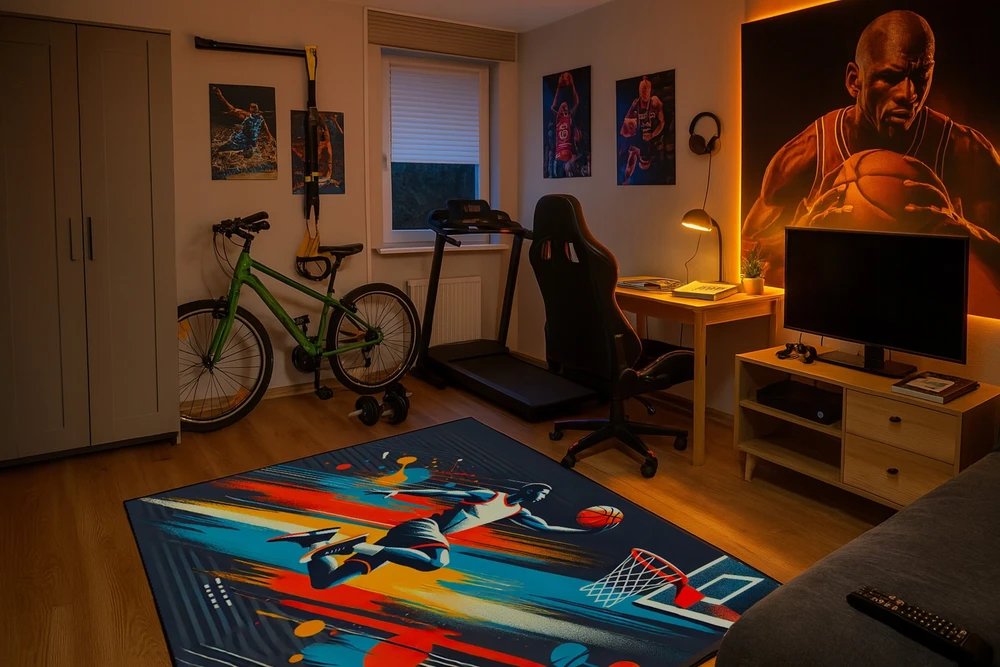 Strado Žaidimų kilimas 3D Basketball 100x150 cm – modernus 3D dizainas gamerio kambariui