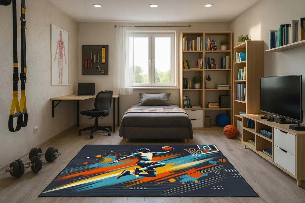 Strado Žaidimų kilimas 3D Basketball 100x150 cm – modernus 3D dizainas gamerio kambariui