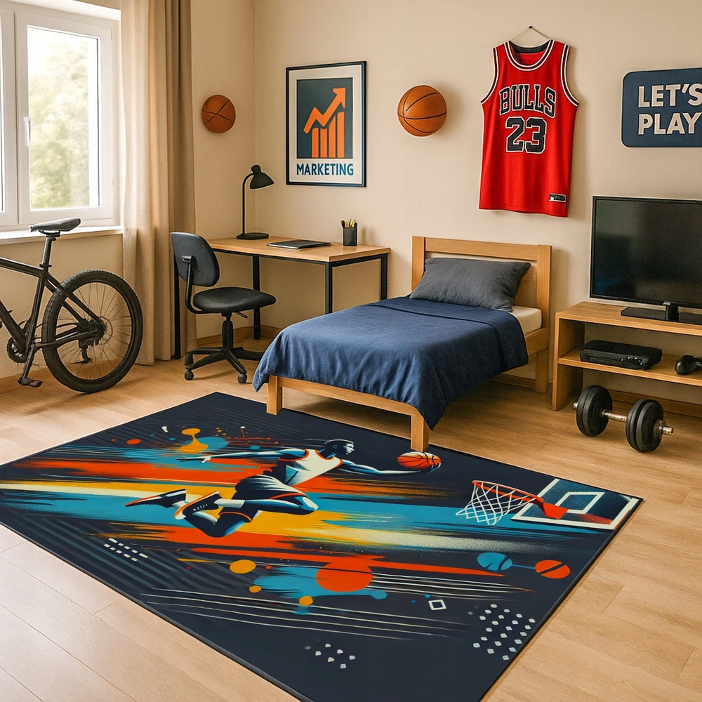 Strado Žaidimų kilimas 3D Basketball 100x150 cm – modernus 3D dizainas gamerio kambariui