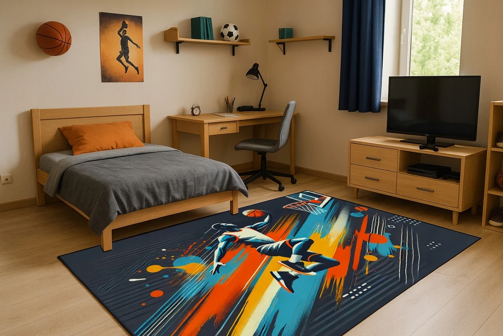 Strado Žaidimų kilimas 3D Basketball 100x150 cm – modernus 3D dizainas gamerio kambariui