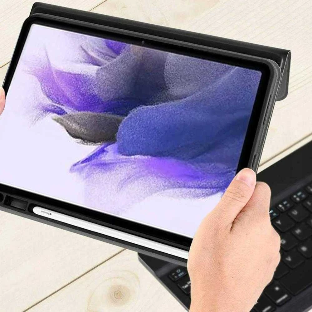 Strado planšetinio kompiuterio dėklas „Samsung Galaxy Tab S7 FE/S7 Plus“ klaviatūros dėklas – CFS7FE (juodas, universalus)
