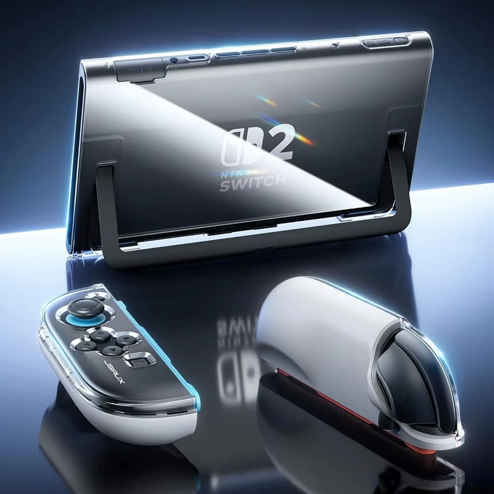 Strado XXL rinkinys „Dėklas“ skirtas „Nintendo Switch 2“ 2025 su 2x stiklu, 2x apsauginiu dangteliu, 4x užmaunamaisiais dangteliais (DNNS2SET)