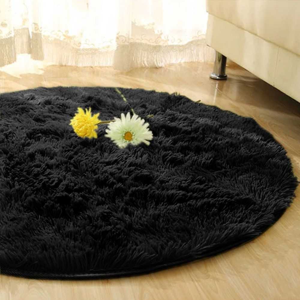 Strado Šaggy apvalus kilimas Strado 100x100 BlackSky (Juodas) universalus
