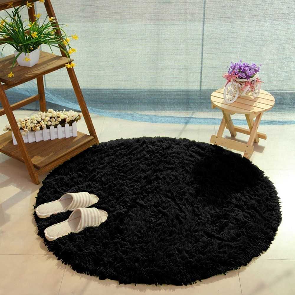 Strado Šaggy apvalus kilimas Strado 100x100 BlackSky (Juodas) universalus