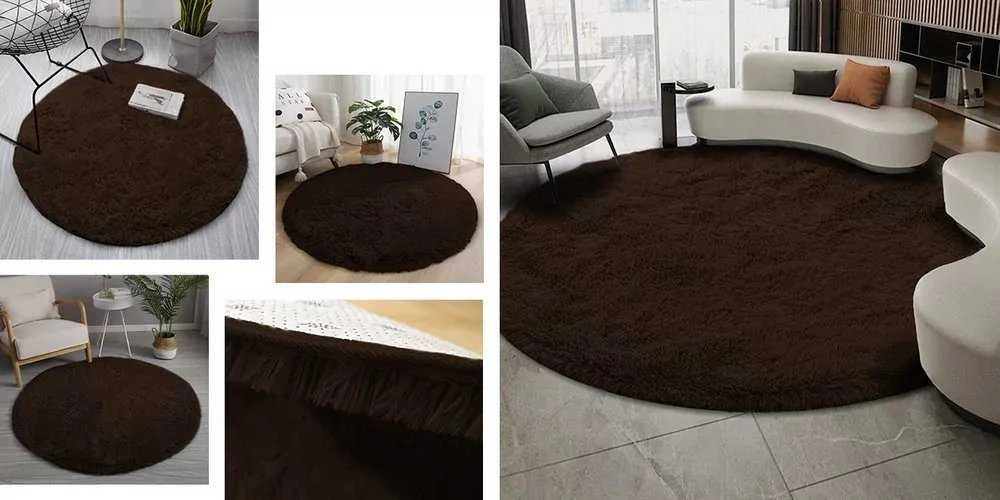 Strado Šaggy apvalus kilimas Strado 120x120 Tamsioji Kava (Tamsiai ruda)
