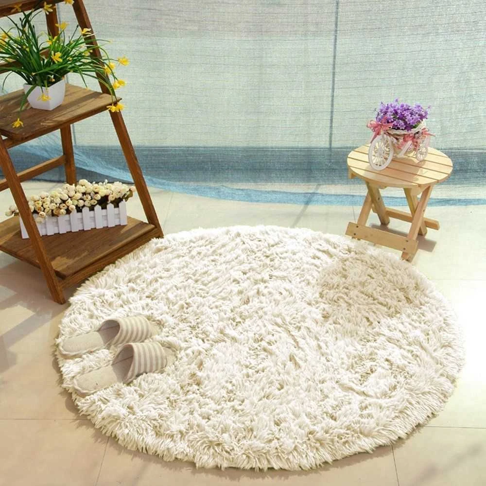 Strado Šaggy apvalus kilimas Strado 90x90 CreamBeige (rusvai gelsvas) universalus