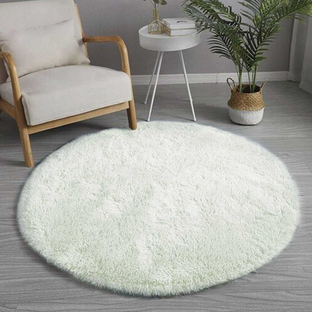 Strado Shaggy apvalus kilimėlis 120x120 WhiteLime, universalus