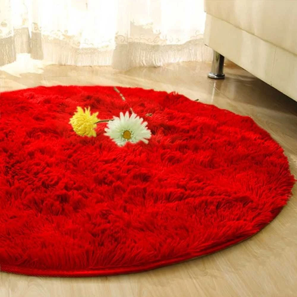 Strado Shaggy apvalus kilimėlis 160x160 BloodyRed (Šviesiai raudonas), universalus