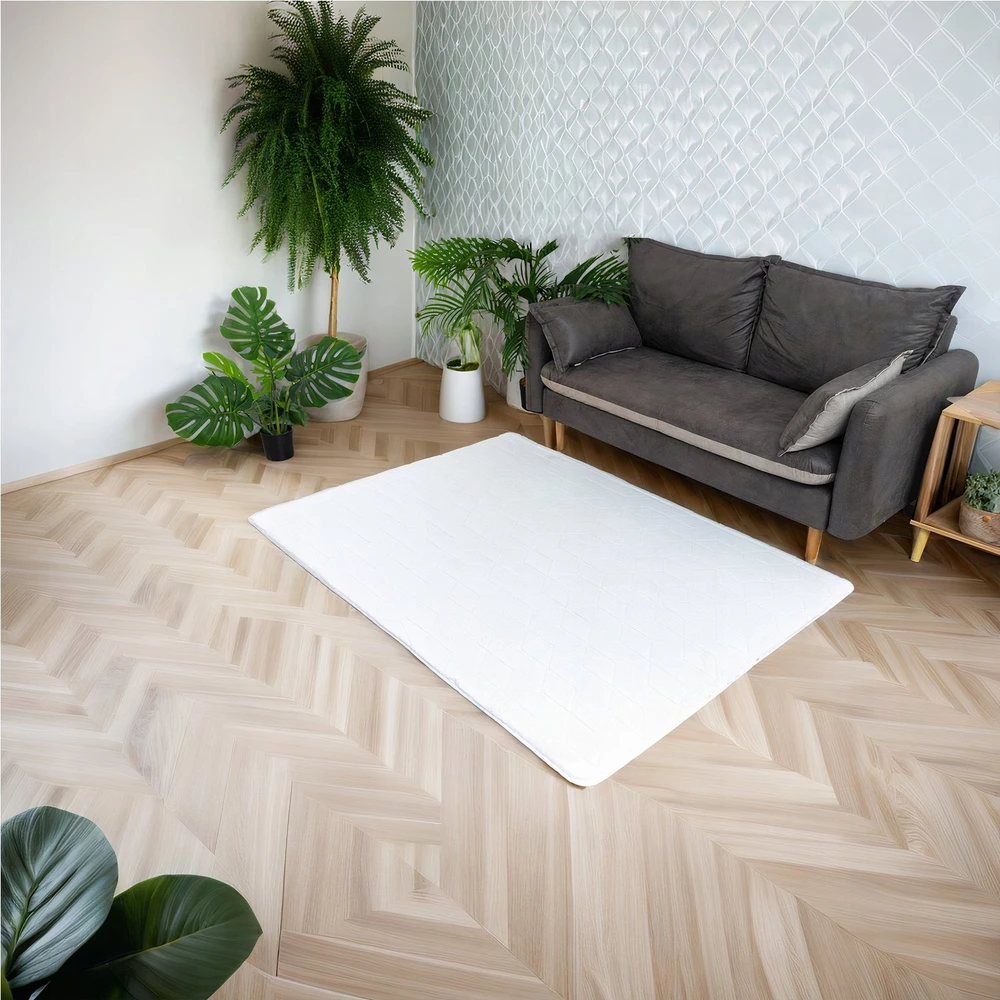 Strado STRADO Triušis 3D pliušinis minkštas kaip triušis neslystantis kilimas 140x200 Baltas