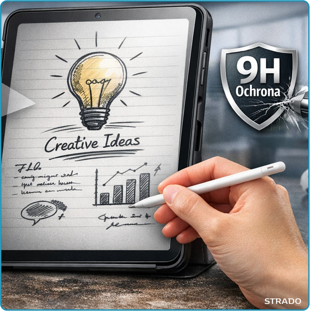 Strado-Tech Grūdintas matinis stiklas Samsung Galaxy Tab S9 / S10 - ekrano apsauga 9H, pilnas padengimas (ochronne na tablet 9H 2,5D wycięcia glass)