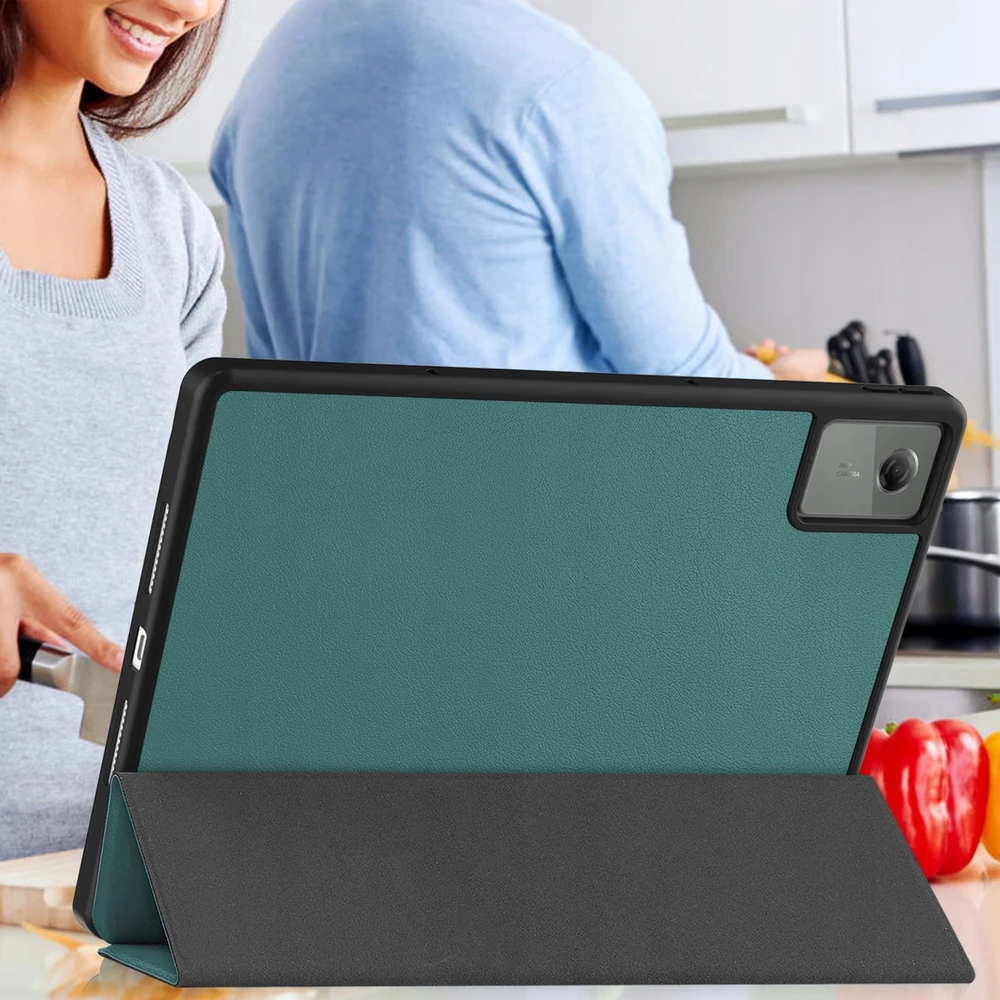 Planšetinio kompiuterio dėklas Strado-Tech, skirtas Lenovo Idea Tab Plus 12.1 2025, su pieštuko laikikliu – apsauginis su stovu