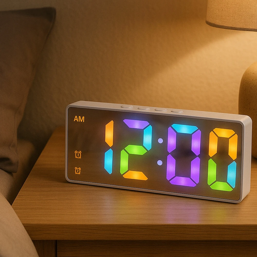 Strado Žadintuvas elektroninis skaitmeninis LED 24 val. garsus žadintuvas snaudimo temperatūra, baltas