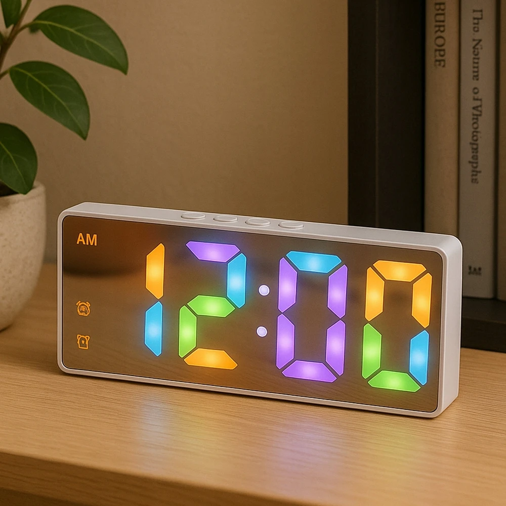 Strado Žadintuvas elektroninis skaitmeninis LED 24 val. garsus žadintuvas snaudimo temperatūra, baltas