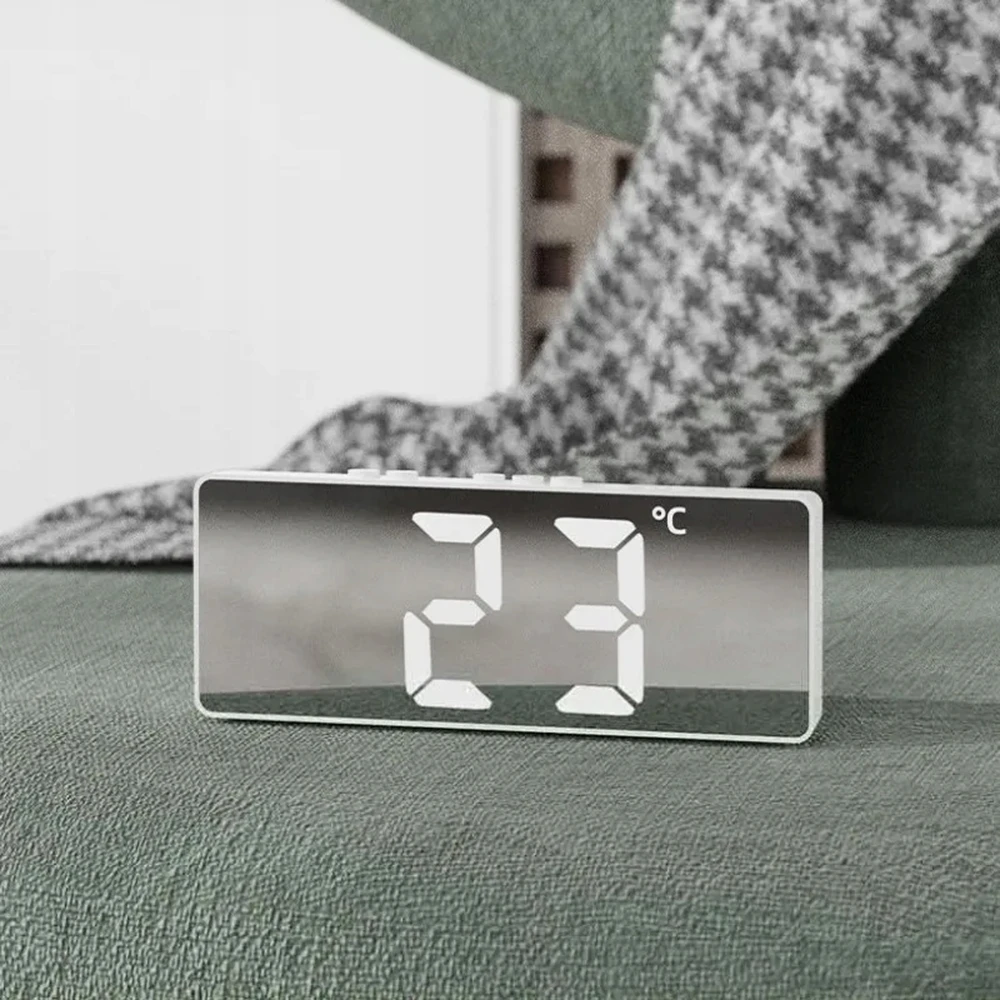 Strado Žadintuvas elektroninis skaitmeninis LED 24 val. garsus žadintuvas snaudimo temperatūra, baltas